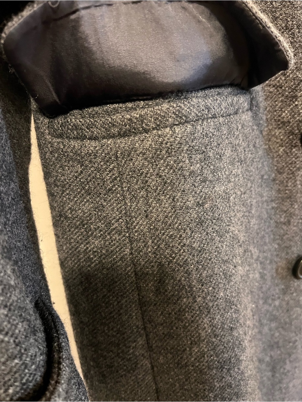 Theory Bolton Virgin Wool Double Breasted Long Coat Charcoal Large - Picture 7 of 12